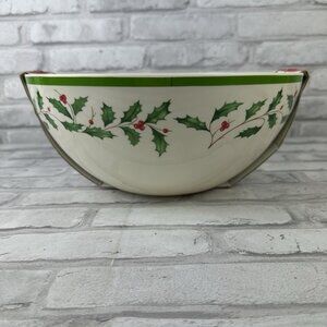 Lenox Melamine Christmas Holly Berry Holiday Large Serving Bowl NEW